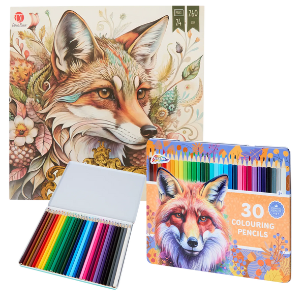 Set Carte de Colorat Antistres Vintage Animals + Trusă 30 Creioane Premium - 24 pagini, 260 g/m² – imagine 1