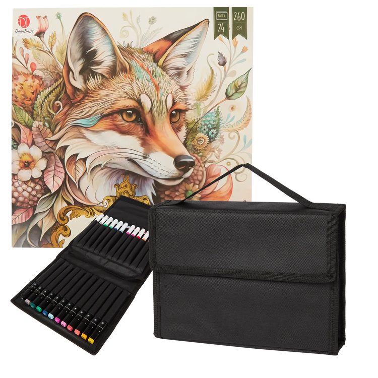 Set Carte de Colorat Antistres Vintage Animals + Trusă 36 Markere - 24 pagini, 260 g/m² – imagine 1