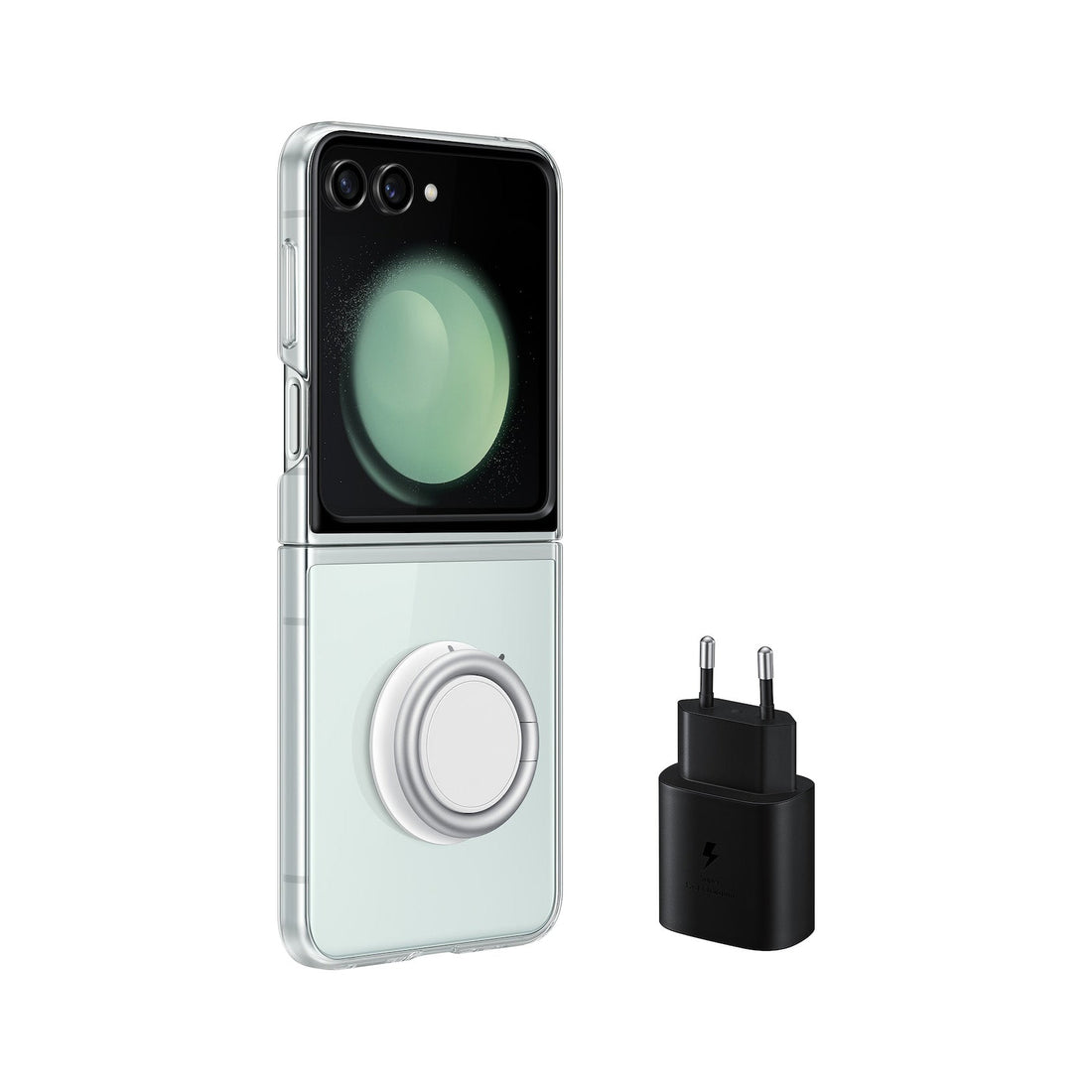 Starter Pack Husa Transparenta Originala Samsung Galaxy Z Flip 5 + Incarcator USB C 25W EF XF73 Resigilat XF73KKTEGWW 8806095209975 1