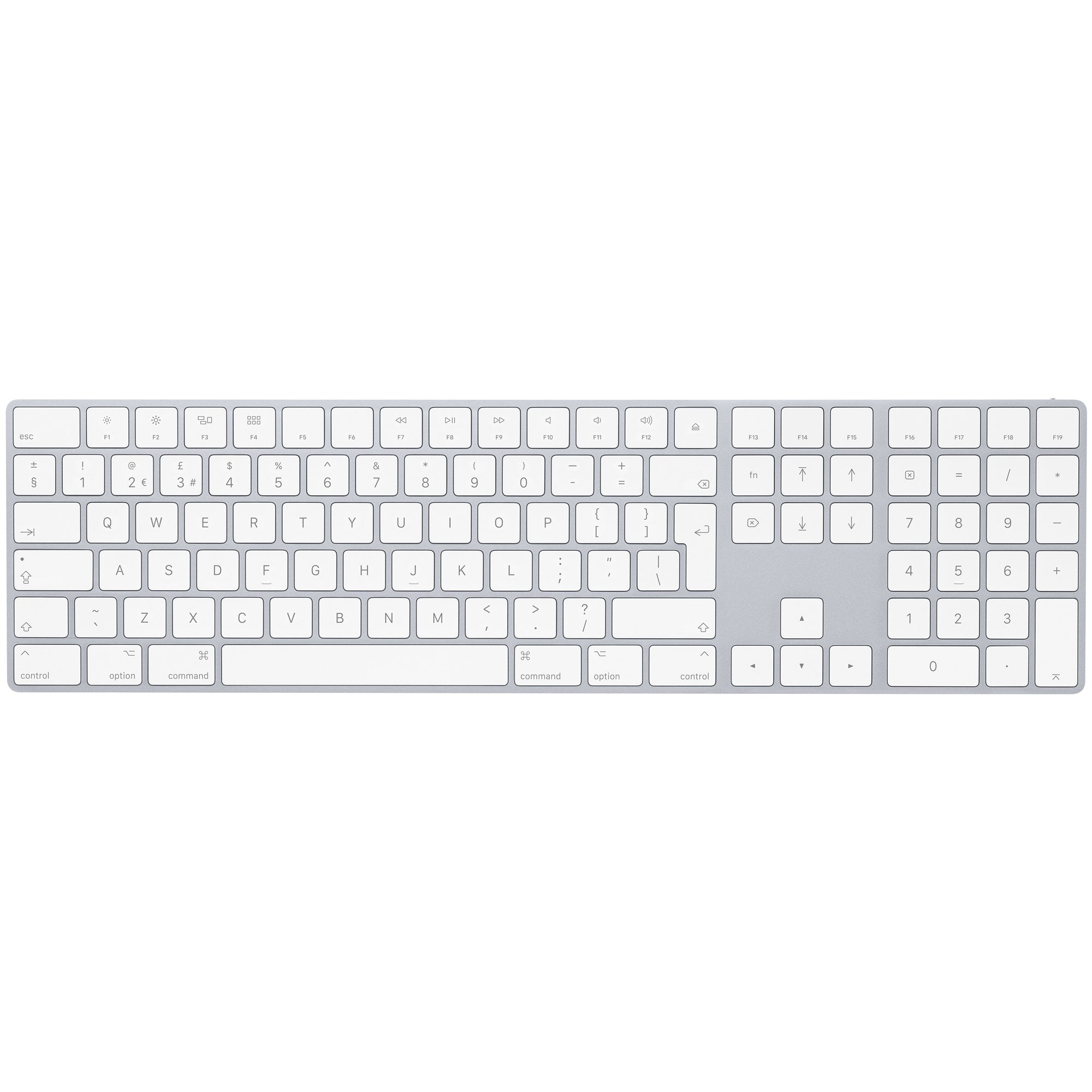 Tastatura Apple Magic Keyboard cu Keypad MQ052B/A - Layout British QWERTY Wireless Reincarcabila Bluetooth Aluminiu Silver Originala