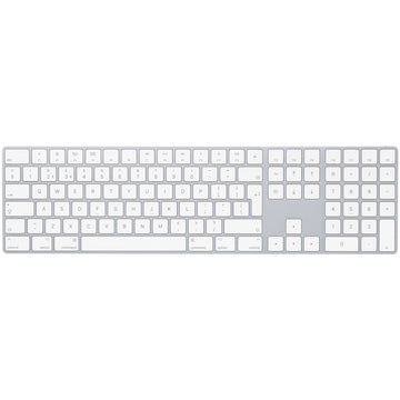 Tastatura Apple Magic Keyboard cu Keypad MQ052B/A - Layout British QWERTY Wireless Reincarcabila Bluetooth Aluminiu Silver Originala