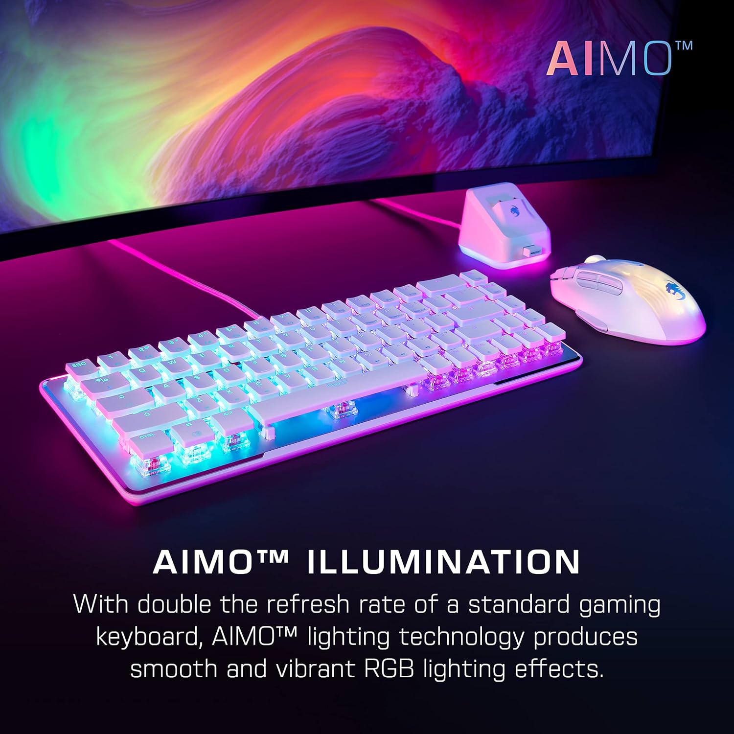 Tastatura mecanica gaming Roccat Vulcan II Mini Layout US 65% Compacta Titan Optical Red RGB AIMO Anti Ghosting White ROC 12 063