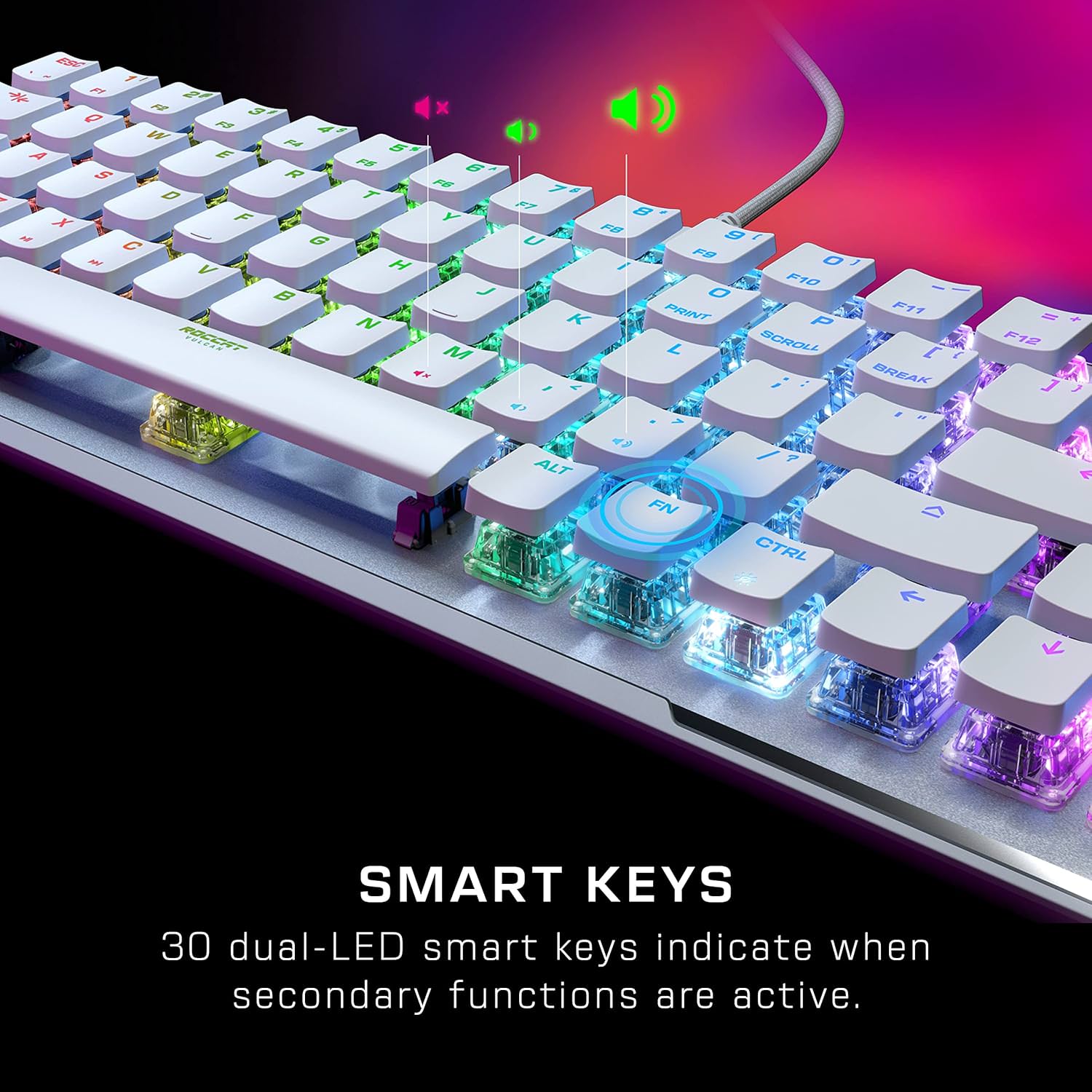 Tastatura mecanica gaming Roccat Vulcan II Mini Layout US 65% Compacta Titan Optical Red RGB AIMO Anti Ghosting White ROC 12 063