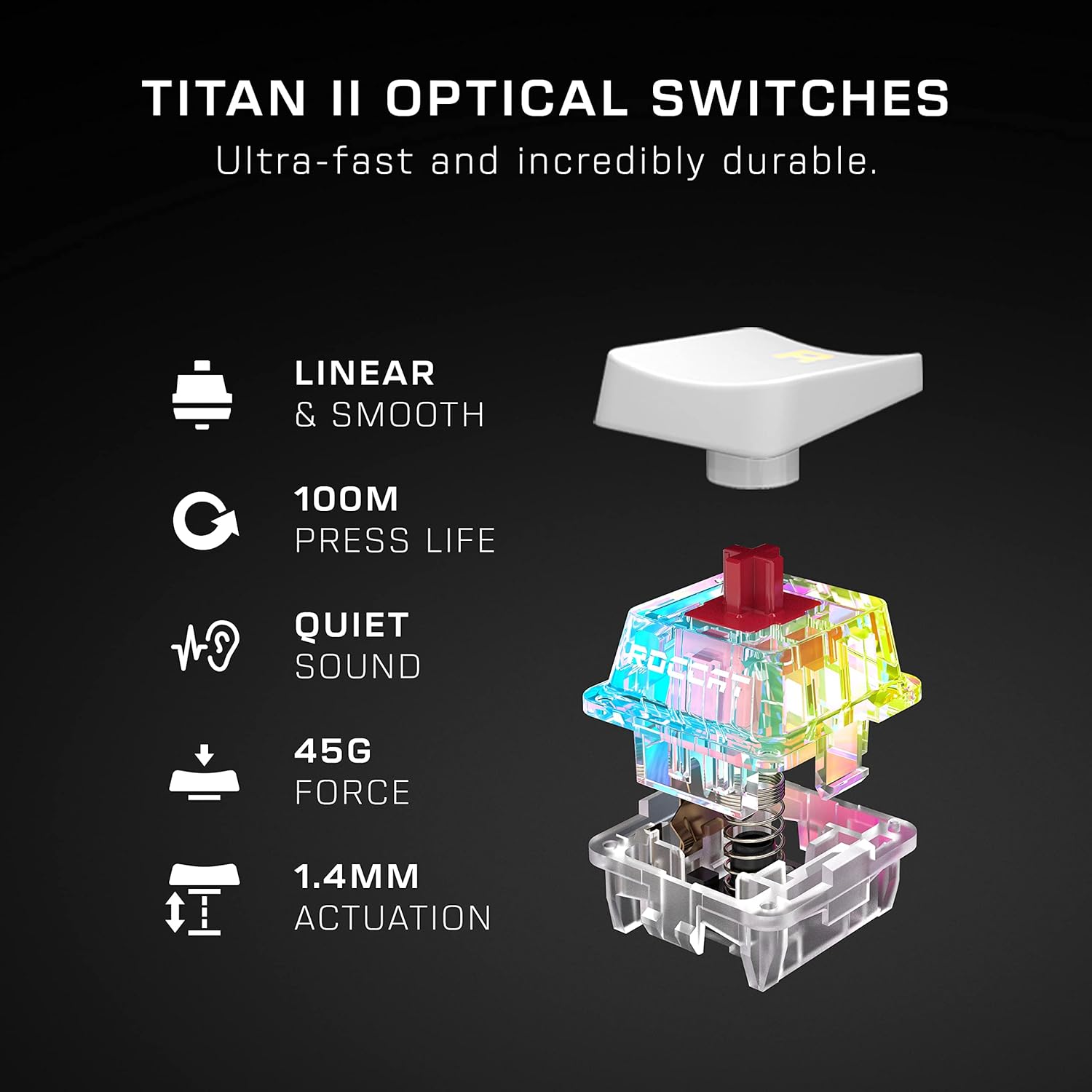Tastatura mecanica gaming Roccat Vulcan II Mini Layout US 65% Compacta Titan Optical Red RGB AIMO Anti Ghosting White ROC 12 063