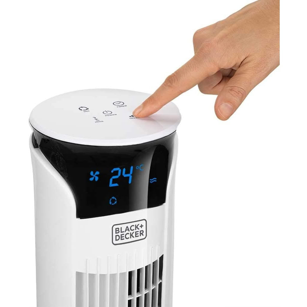 Ventilator Vertical Turn Oscilant Black + Decker BXEFT48E cu Telecomanda - 45W 81 cm 3 Viteze Moduri Timer LCD Sleep Mode Resigilat