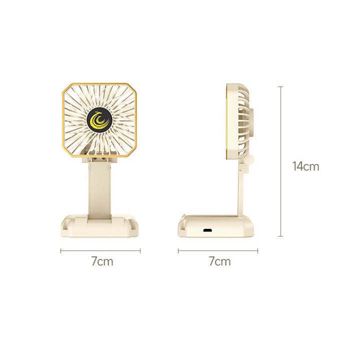 Ventilator portabil 3 în 1 Gat Birou Suport Telefon USB Reincarcabil Viteze Pliabil 180° Khaki 135999 6426485562750 9