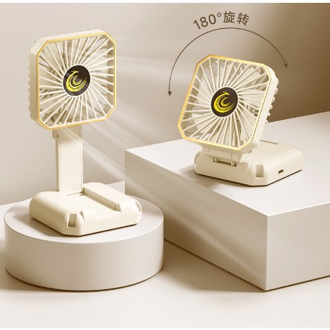 Ventilator portabil 3 în 1 Gat Birou Suport Telefon USB Reincarcabil Viteze Pliabil 180° Khaki 135999 6426485562750 2