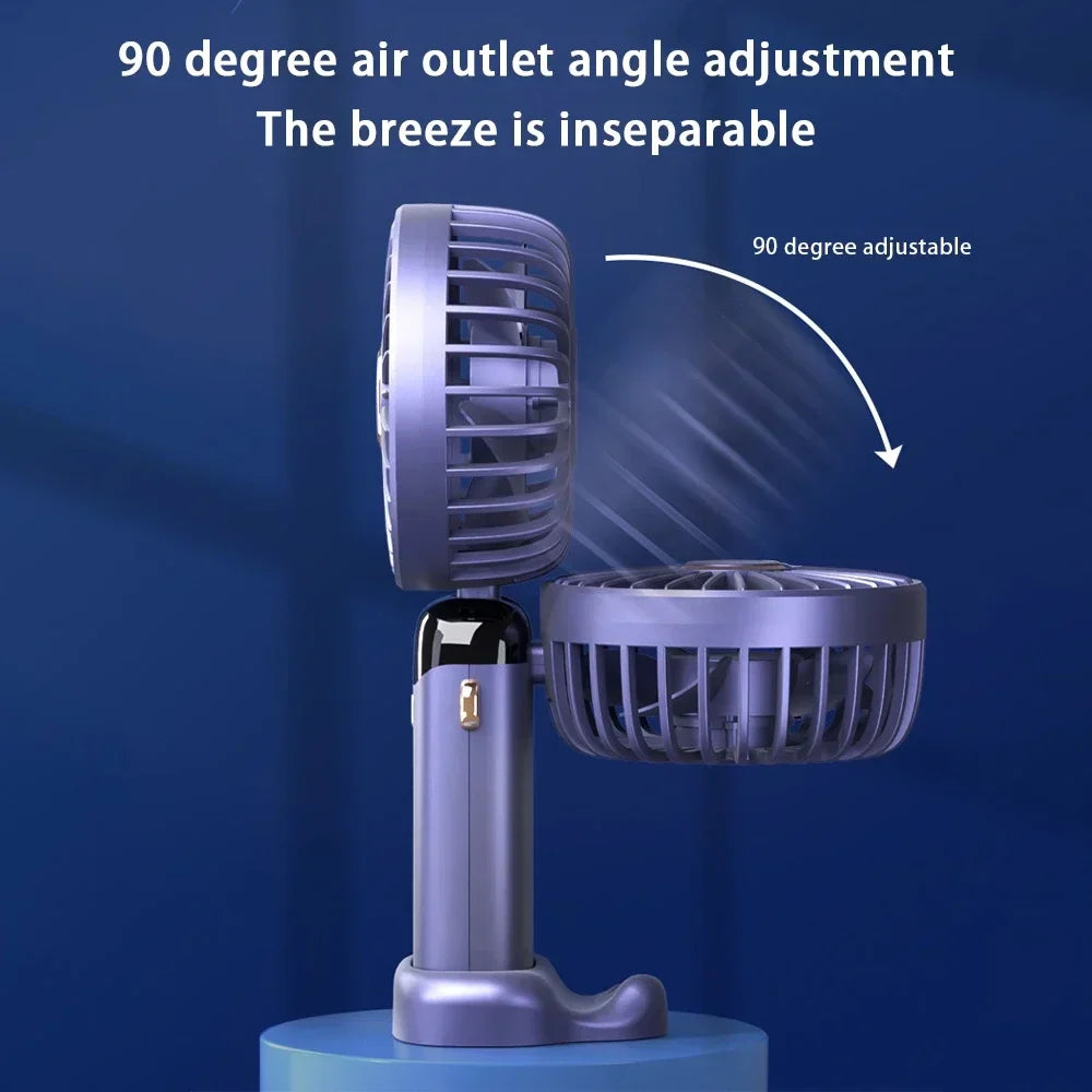 Ventilator Portabil - 5 viteze Afisaj LED Curea gat Ajustare 90° Suport Birou Stand Smartphone 1800 mAh - N-15-Green - 12