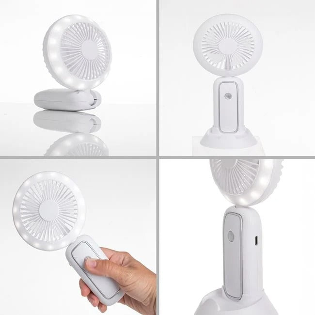 Ventilator Portabil cu LED - 3 viteze Ajustare 90° Suport Birou Stand Smartphone 21 x 10 cm ⌀ - YXLT5137 - 0560624000034 - 2