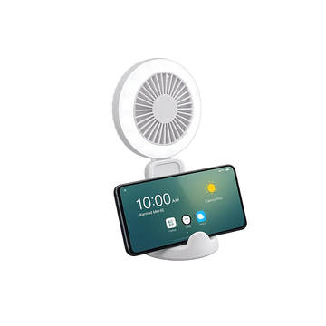 Ventilator Portabil cu LED - 3 viteze Ajustare 90° Suport Birou Stand Smartphone 21 x 10 cm ⌀ - YXLT5137 - 0560624000034 - 1