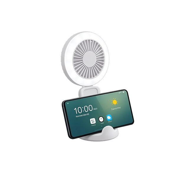 Ventilator Portabil cu LED - 3 viteze Ajustare 90° Suport Birou Stand Smartphone 21 x 10 cm ⌀ - YXLT5137 - 0560624000034 - 1