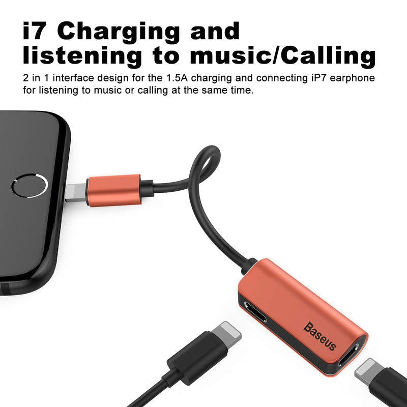 Adaptor Incarcare & Muzica Lightning la 2 x Baseus L37 - CALL37-17 - 6953156268098 - 5