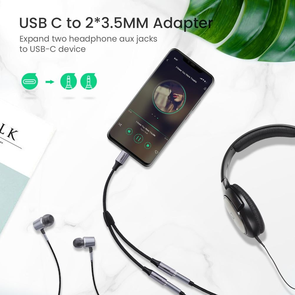 Adaptor Splitter Casti USB-C la 2 x 3.5 mm Jack Ugreen - 30732 - 6957303837328 - 4