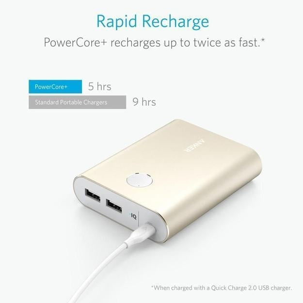 Baterie Externa Anker PowerCore + 13400 mAh - 2 x USB PowerIQ Quick Charge 3.0 - Gold - A1316HB1 - 848061040005 - 5
