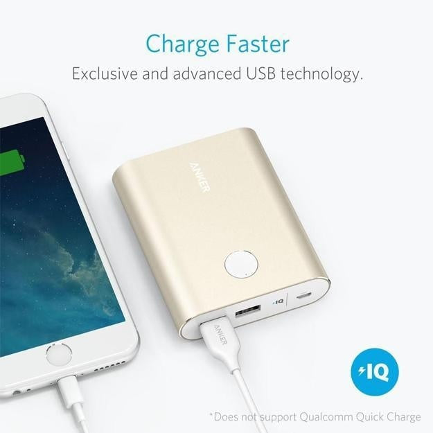 Baterie Externa Anker PowerCore + 13400 mAh - 2 x USB PowerIQ Quick Charge 3.0 - Gold - A1316HB1 - 848061040005 - 6