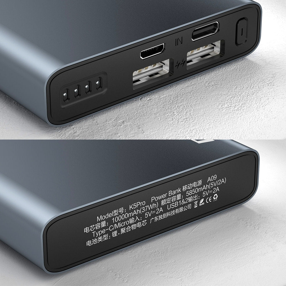 Baterie Externa Dudao K5Pro 10000 mAh - 2 x USB Aluminiu - 6973687243234 - 7