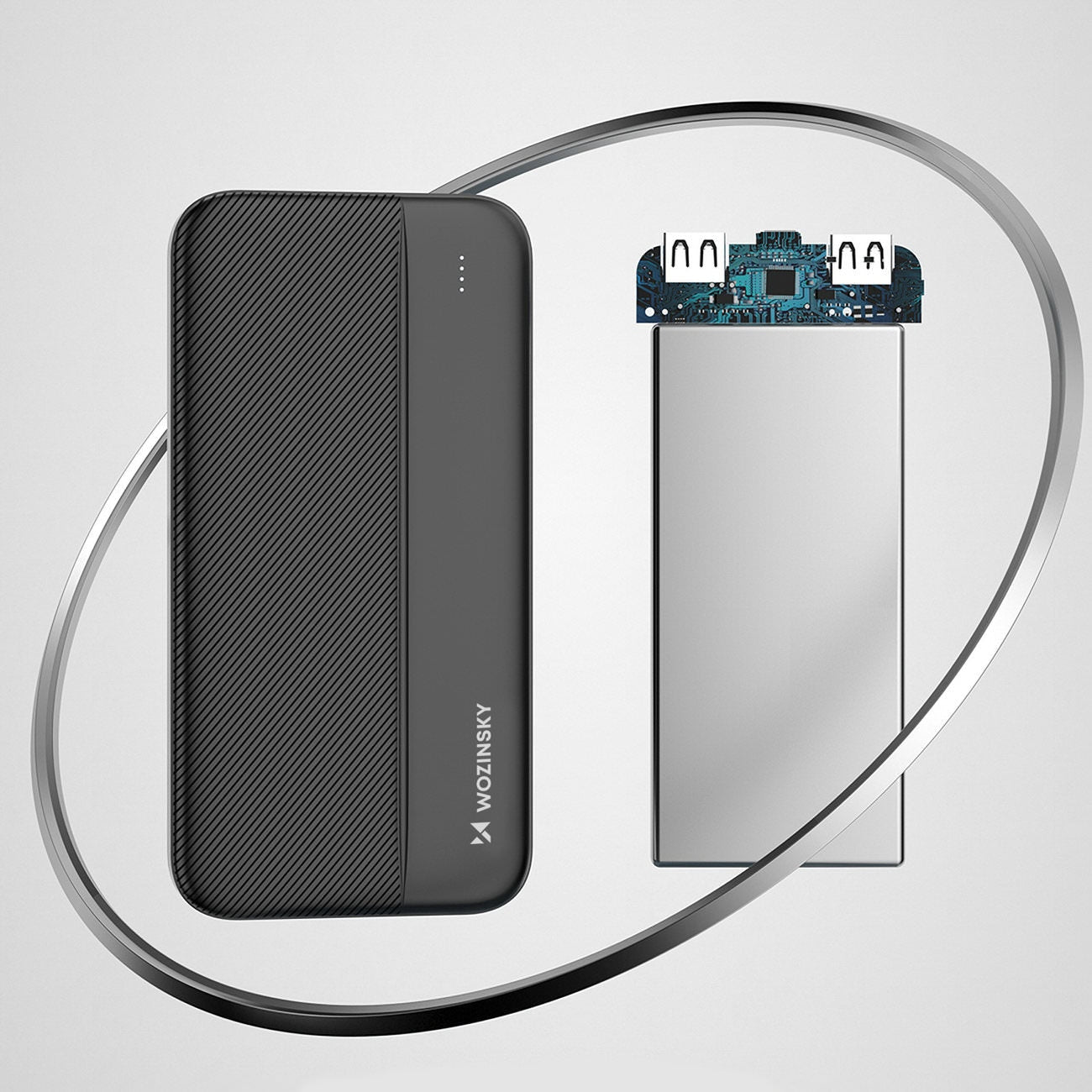 Baterie Externa Wozinsky WPBBK1 10000 mAh - 2 x USB - Black - 5907769307379 - 5