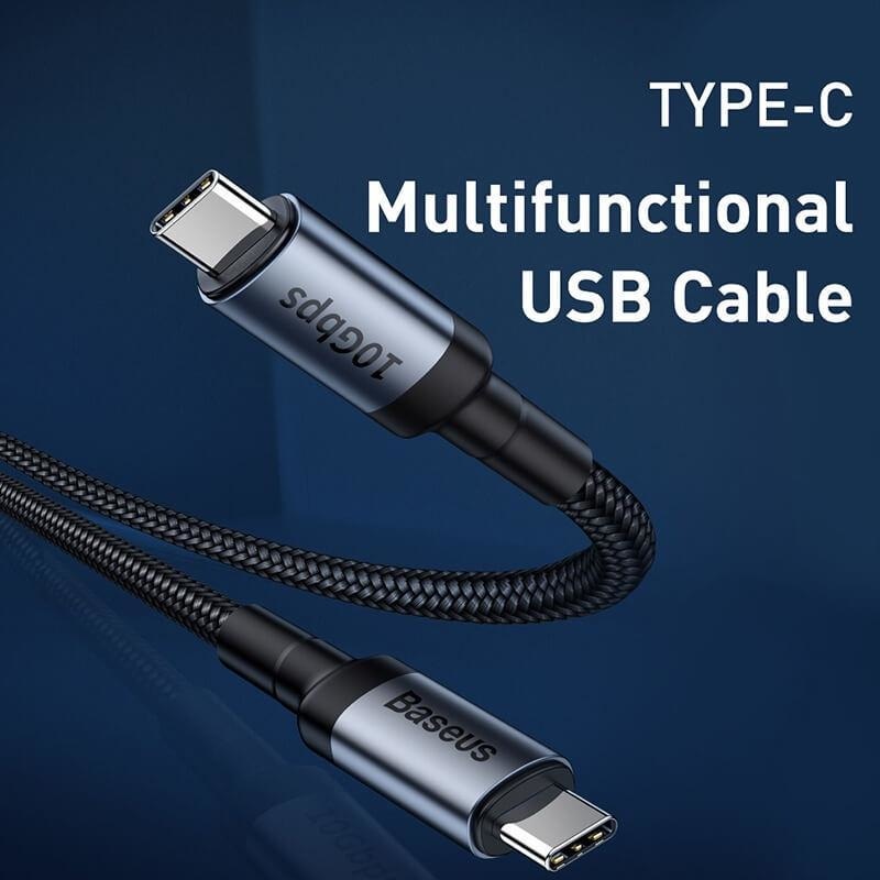 Cablu Incarcare & Date USB-C 3.1 la Baseus Cafule - 100W PD QC 3.0 10Gbps 4K 5A Nylon Brodat - 1 m - CATKLF-SG1 - 6953156294240 - 7
