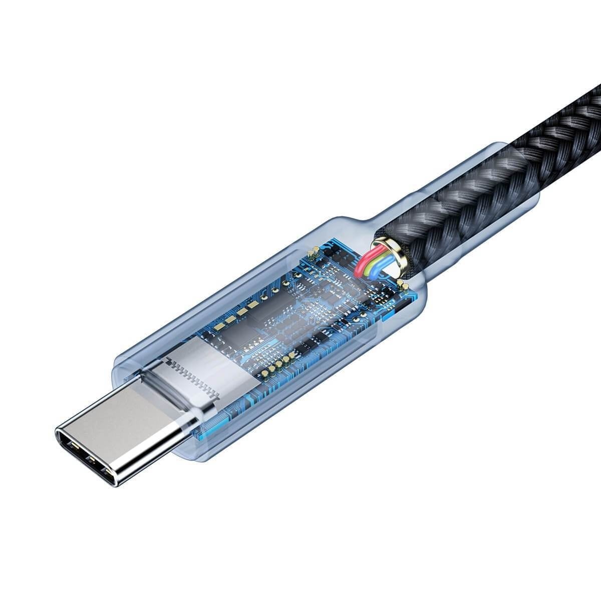 Cablu Incarcare & Date USB-C 3.1 la Baseus Cafule - 100W PD QC 3.0 10Gbps 4K 5A Nylon Brodat - 1 m - CATKLF-SG1 - 6953156294240 - 4