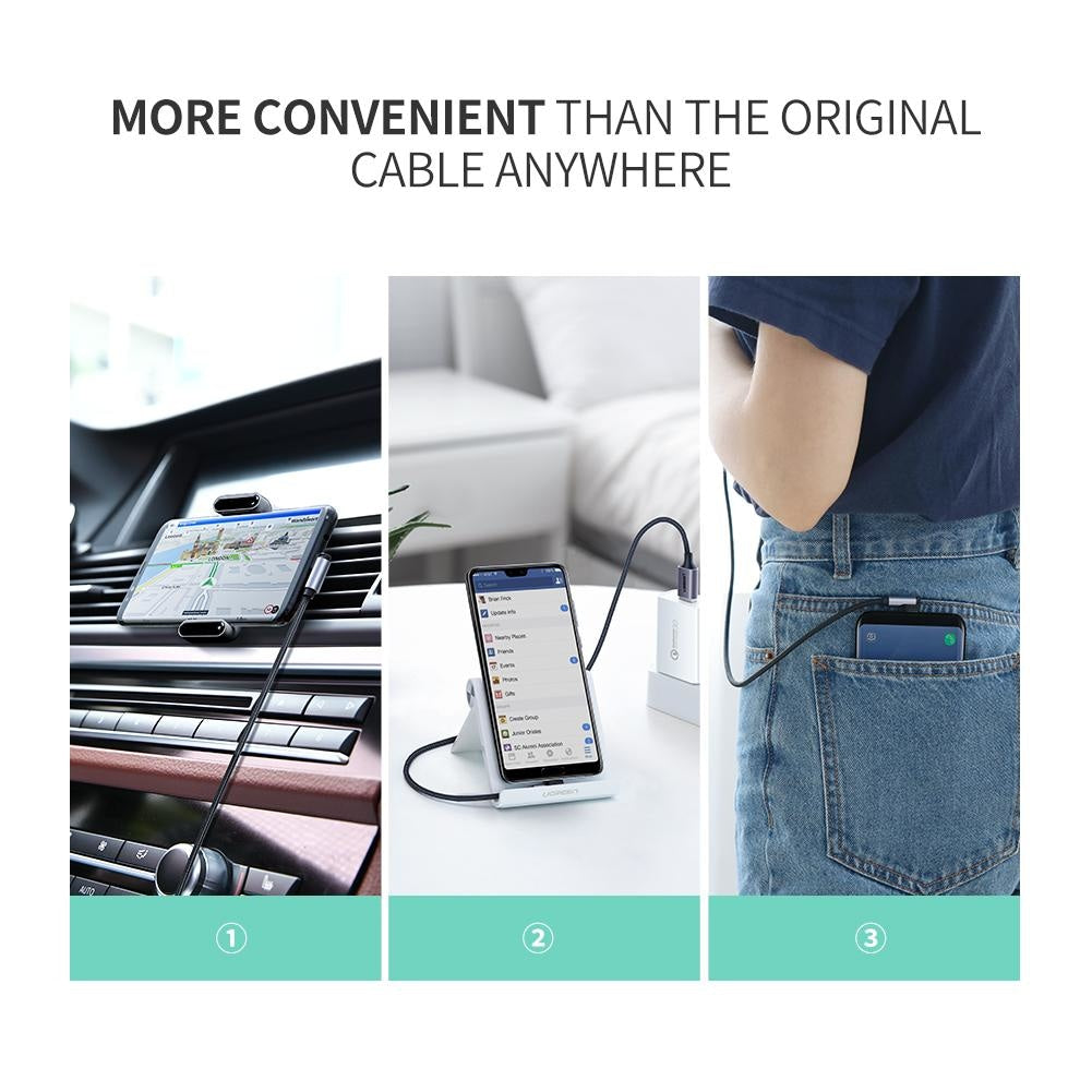 Cablu Incarcare & Date USB la USB-C curbat 90° Ugreen - 18W Quick Charge 3.0/2.0 Adaptive Fast Charging 3A - 50941 - 6957303859412 - 8