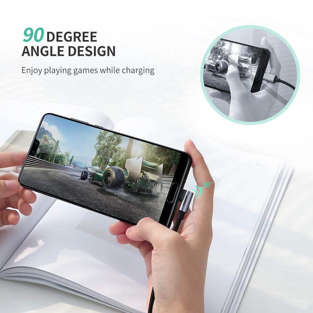 Cablu Incarcare & Date USB la USB-C curbat 90° Ugreen - 18W Quick Charge 3.0/2.0 Adaptive Fast Charging 3A - 50941 - 6957303859412 - 3