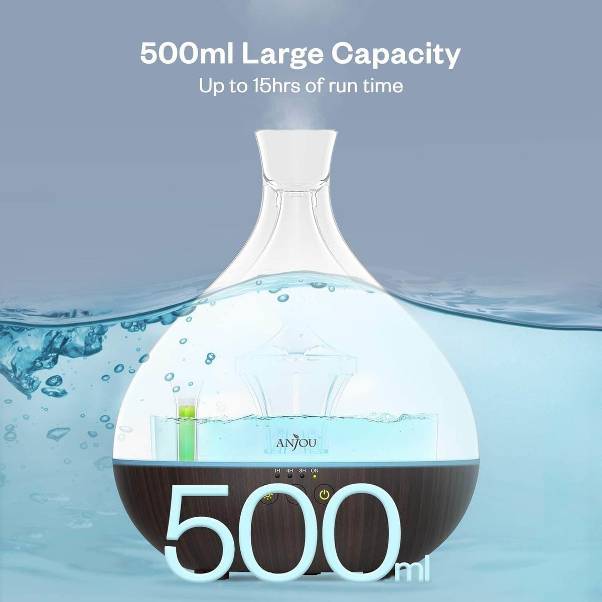 Ajne Diffuser 🪔 Difuzor Aromaterapie Anjou AJ-AD012 - Fara BPA, 500ml, pana la 12 ore ...