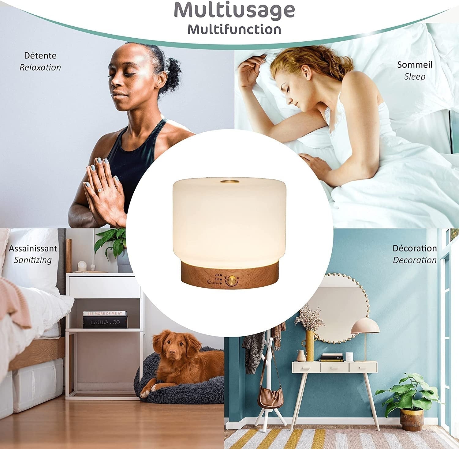 Difuzor Ultrasonic Aromaterapie & Umidificator Lisalia - Pana la 60m² 4 Moduri Lumina Ambientala Somn - 3827 - 3700471003827 - 26
