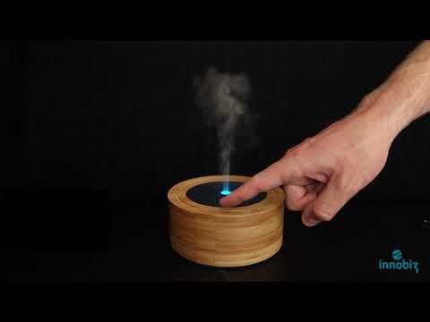 Difuzor Ultrasonic Aromaterapie & Umidificator Elia - Pana la 50m², Culori LED, Inchidere automata, Bambus