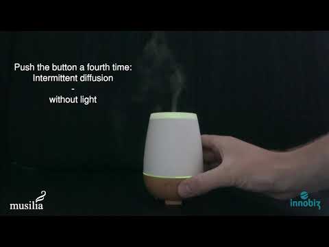 Difuzor Ultrasonic Aromaterapie & Boxa Bluetooth Musilia - Pana la 50m², 2 Moduri, Culori LED, Inchidere automata