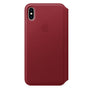 Husa Piele Naturala Folio Apple pt. iPhone XS Max, Red - MRX32ZM/A, Originala 