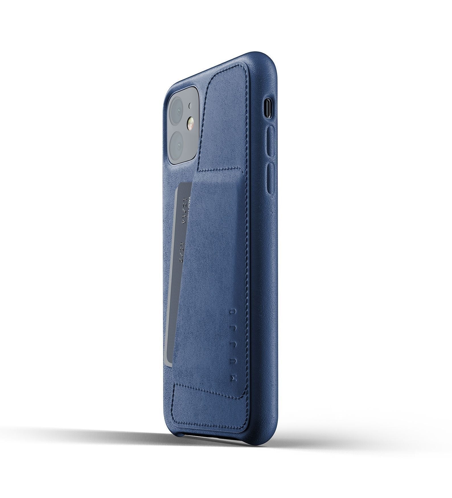 Husa Piele Naturala cu Buzunar Card Mujjo - iPhone 11 - Monaco Blue - MUJJO-CL-006-BL