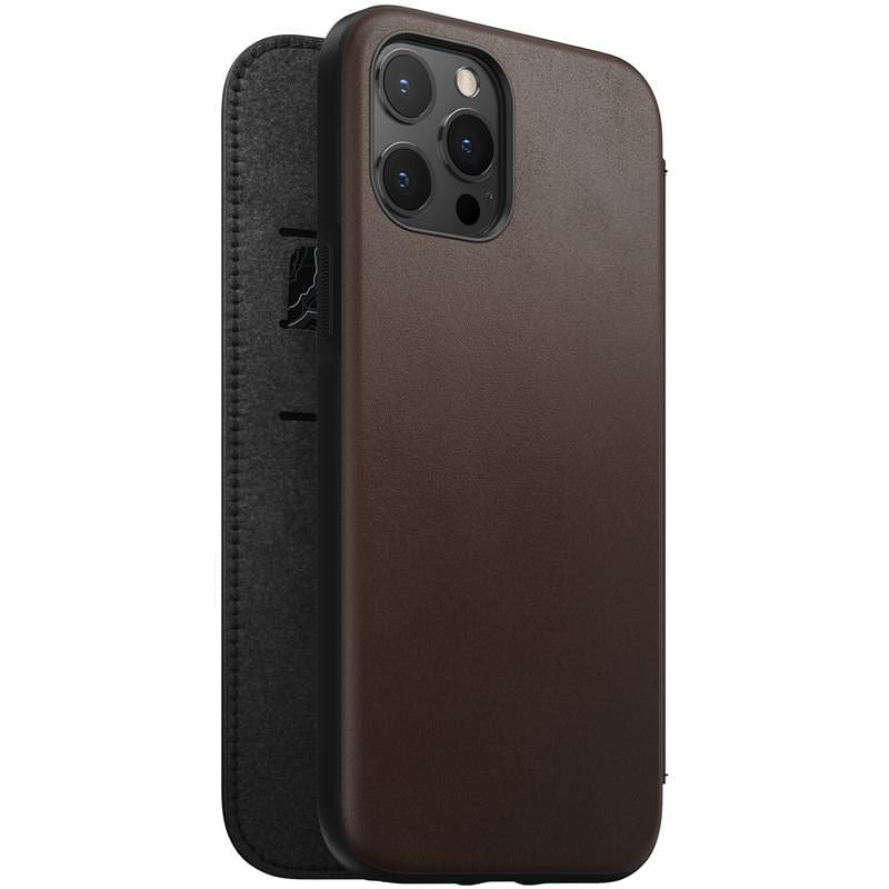 Husa Piele Naturala Nomad Rugged Folio MagSafe - iPhone 12 Pro Max - Rustic Brown - NM01964285 - 856500019642 - 4