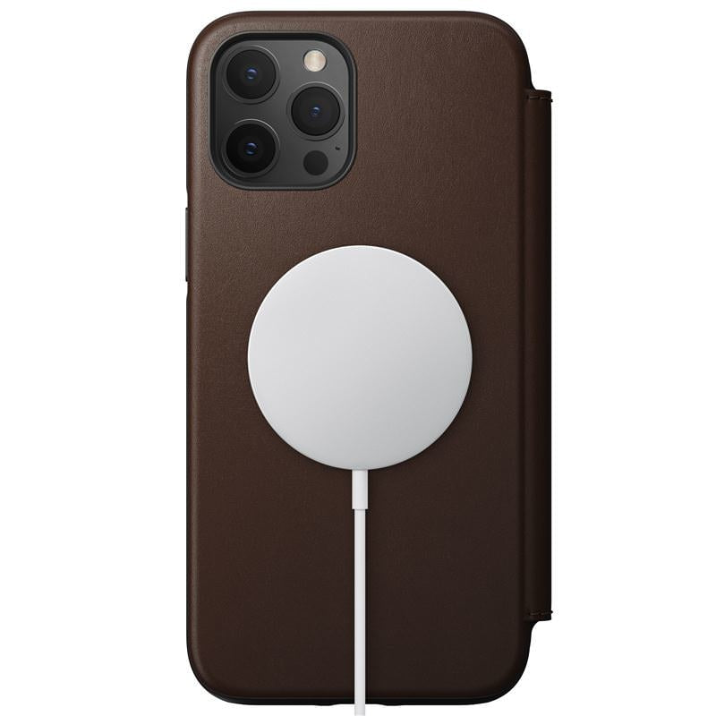 Husa Piele Naturala Nomad Rugged Folio MagSafe - iPhone 12 Pro Max - Rustic Brown - NM01964285 - 856500019642 - 3