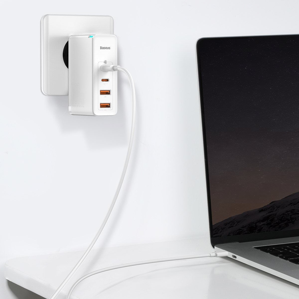 Incarcator Priza Baseus GaN2 Pro - 2 x USB-C USB 100 W Quick Charge 4.0 Power Delivery 3.0 Huawei SuperCharge Cablu - CCGAN2P-L02