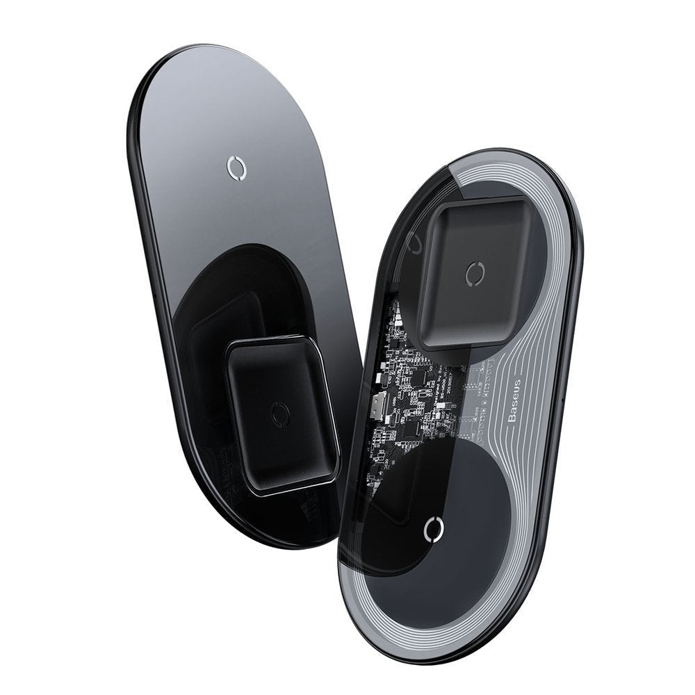 Incarcator Wireless Baseus Simple Pro 2in1 - Qi 15W Smartphone-uri si Apple AirPods / Pods / TWS - Black - WXJK-C01 - 6953156219045 - 6