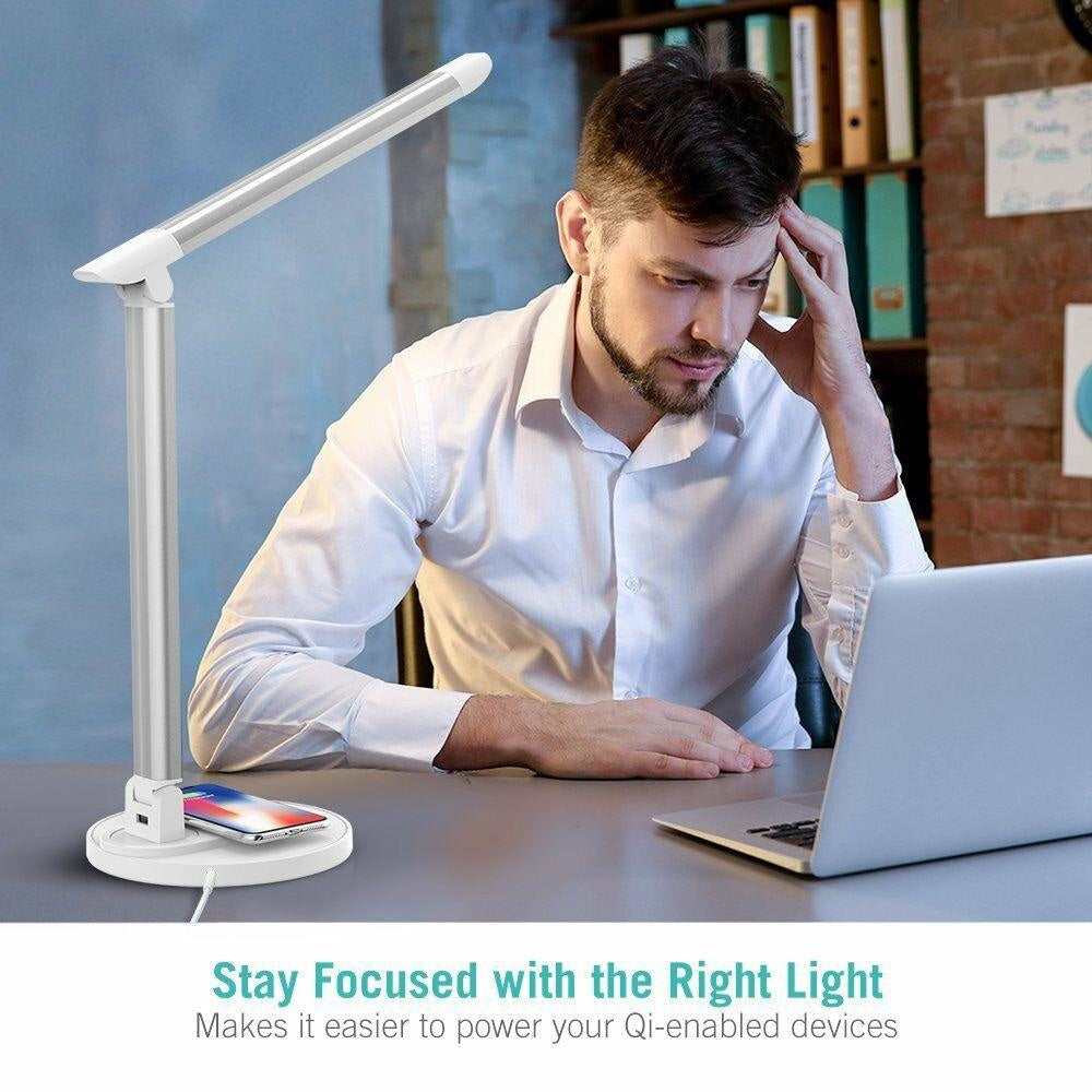 Lampa de Birou LED TaoTronics TT-DL036 - 12W 410 lm 5 Moduri & 7 Niveluri Luminozitate Incarcator Wireless Protectie Ochi Control Touch