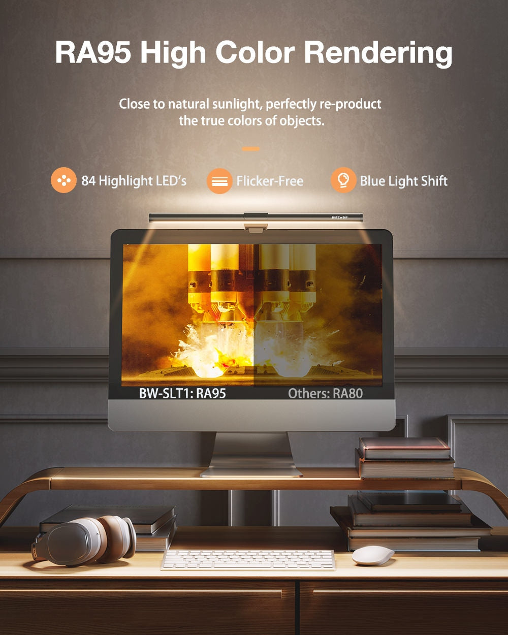 Lampa LED Dubla Monitor BlitzWolf BW-SLT1 - 170 lm 3000K-6500K Reglabila Protectie Ochi - 5907489607445 - 7