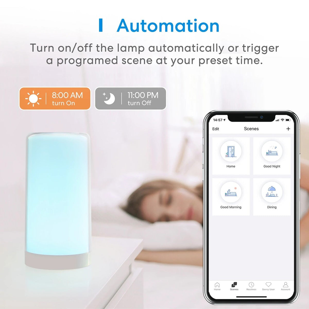 Lampa LED Wireless Smart Meross MSL430 - WiFi RGB Control Touch Vocal & App Apple HomeKit Google Alexa Programare Timer - 6973696560483 - 7