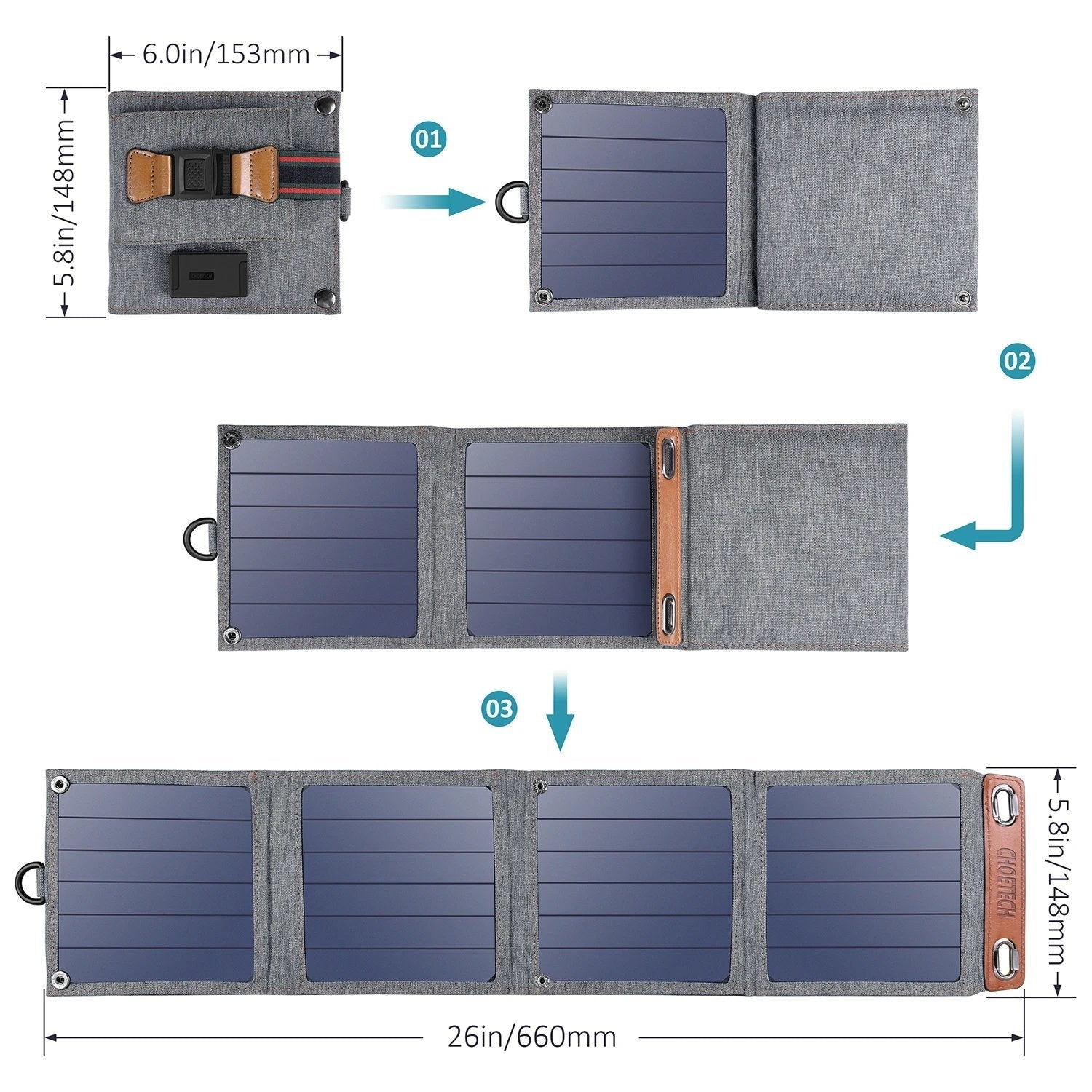 Panou Solar Portabil Choetech - 14 W Port USB Pliabil Impermeabil - SC004 - 6971824970456 - 2