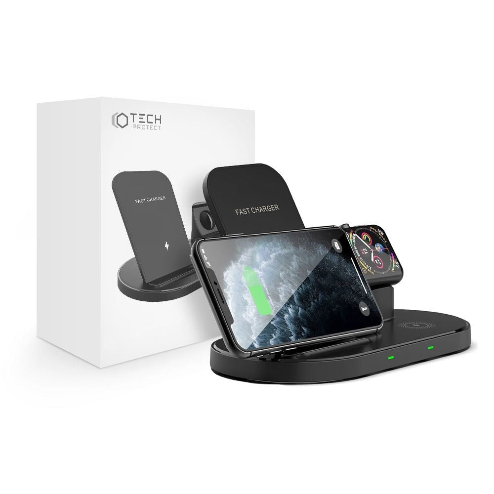Statie Incarcare Wireless Tech-Protect W55 3-in-1 - 15W Smartphone-uri Apple Watch AirPods & TWS - 6216990211935 - 7