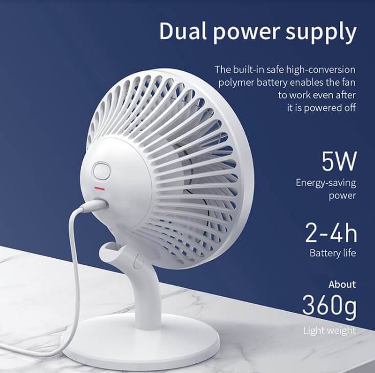 Ventilator de birou Baseus Ocean - USB Wireless 2000 mAh pana la 4 ore - CXSEA-15 - 6953156290945 - 14